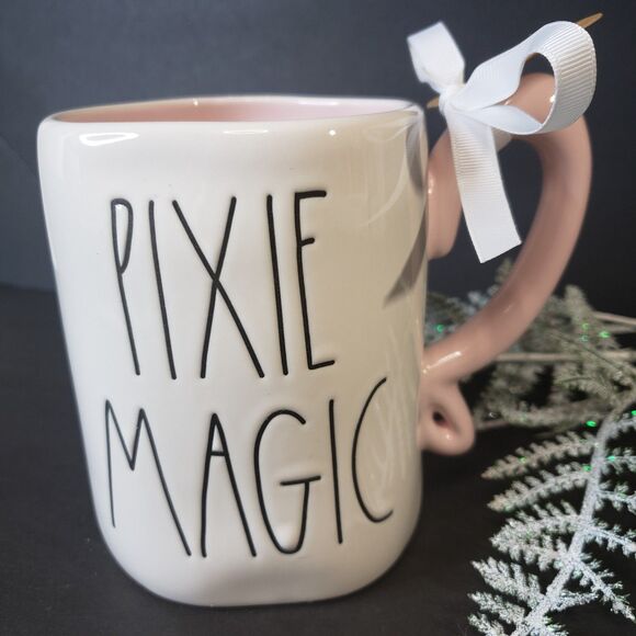 NEW Rae Dunn Disney Collectible Peter Pan Tinker Bell Pixie Pink Handle Mug Cup - Picture 2 of 7